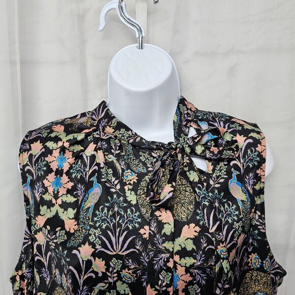 Modcloth Tank Peacock Art Deco Black Whimsigoth Goth Boho Floral 1X - Picture 2 of 11